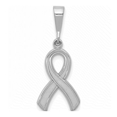 14K White Gold Awareness Ribbon Pendant