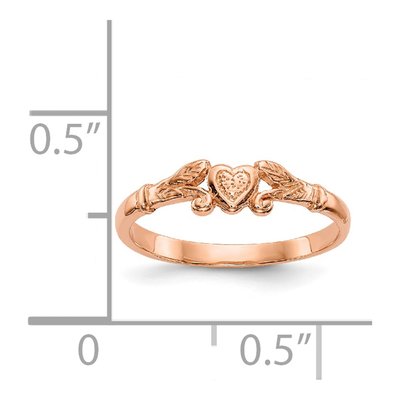14K Rose Gold Textured Heart Baby Ring – view 4