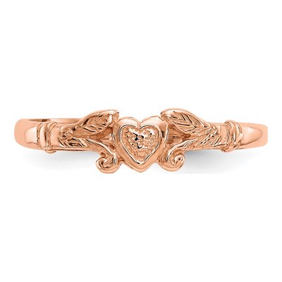 14K Rose Gold Textured Heart Baby Ring – view 6