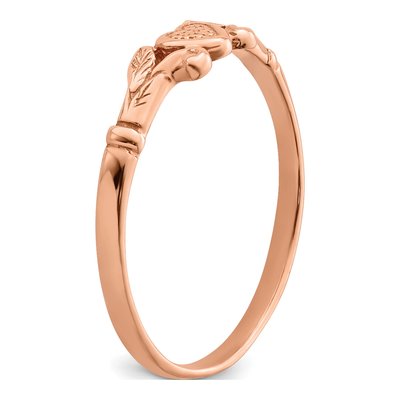 14K Rose Gold Textured Heart Baby Ring – view 8