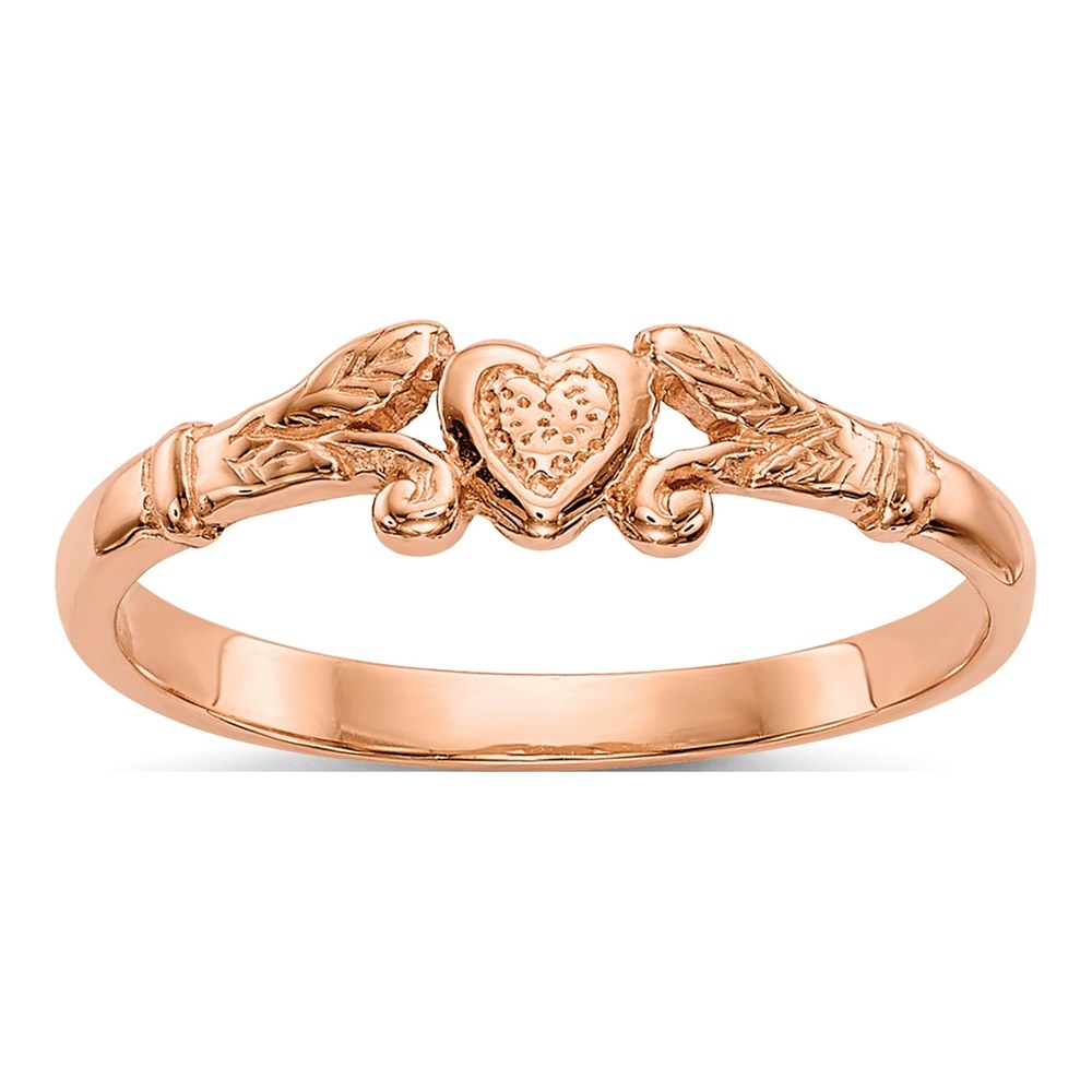 14K Rose Gold Textured Heart Baby Ring