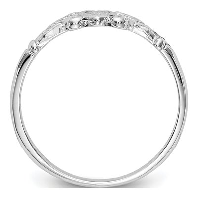 14K White Gold Textured Mini Heart Baby Ring – view 3