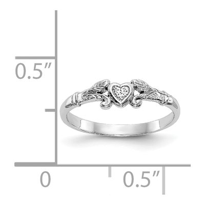 14K White Gold Textured Mini Heart Baby Ring – view 4