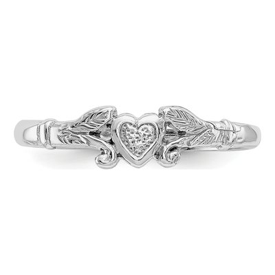14K White Gold Textured Mini Heart Baby Ring – view 6