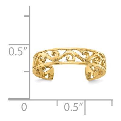 14K Yellow Gold Diamond-Cut Toe Ring – view 3