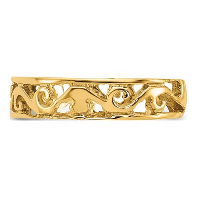 14K Yellow Gold Diamond-Cut Toe Ring – view 4