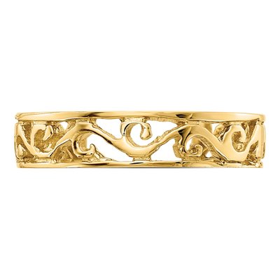 14K Yellow Gold Diamond-Cut Toe Ring – view 5