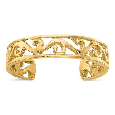 14K Yellow Gold Diamond-Cut Toe Ring
