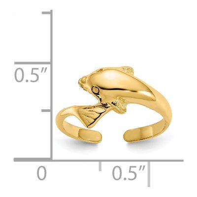 14K Yellow Gold Dolphin Toe Ring – view 4