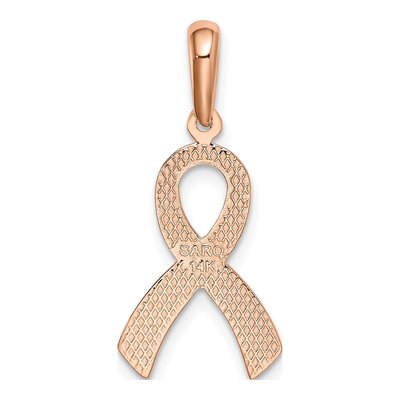 14K Rose Gold Awareness Ribbon Pendant – view 4