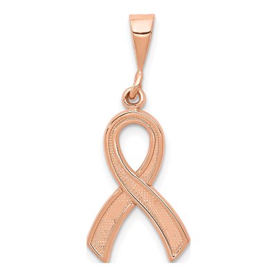 14K Rose Gold Awareness Ribbon Pendant