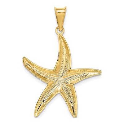 14K Yellow Gold Diamond-Cut Starfish Pendant – view 4