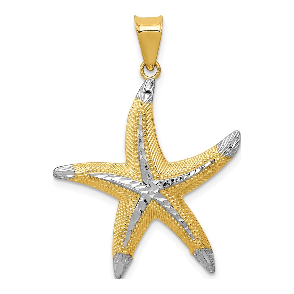 14K Gold & Rhodium Diamond-Cut Starfish Pendant
