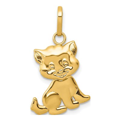 14K Yellow Gold Moveable Cat Pendant