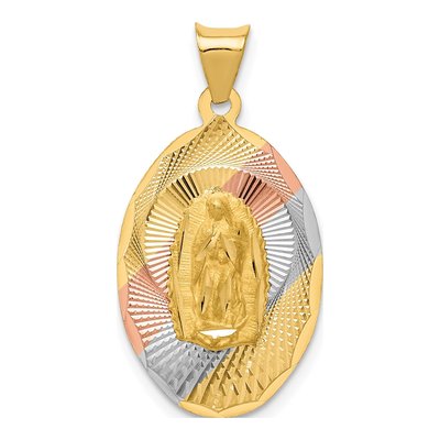 14K Yellow Gold Our of Guadalupe Oval Pendant