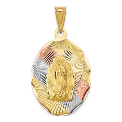 14K Yellow Gold Our of Guadalupe Oval Pendant