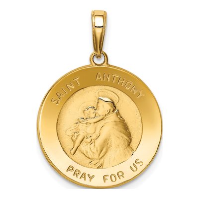 14K Yellow Gold Saint Anthony Medal Pendant
