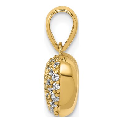 14K Yellow Gold CZ 3D Heart Pendant – view 3