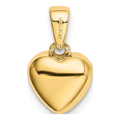 14K Yellow Gold CZ 3D Heart Pendant – view 4