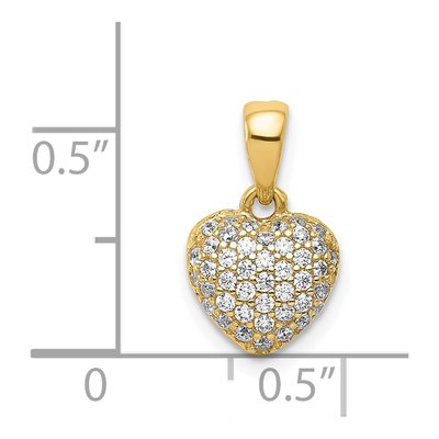 14K Yellow Gold CZ 3D Heart Pendant – view 5
