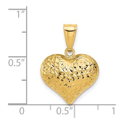 14K Yellow Gold 3-D Puffed Heart Pendant – view 4