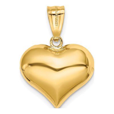 14K Yellow Gold 3-D Puffed Heart Pendant – view 5