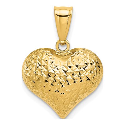 14K Yellow Gold 3-D Puffed Heart Pendant