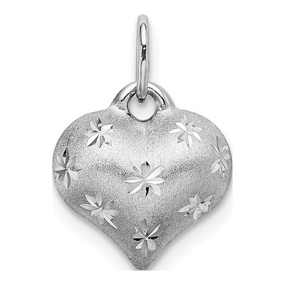 14K White Gold Puffed Heart Pendant – view 4