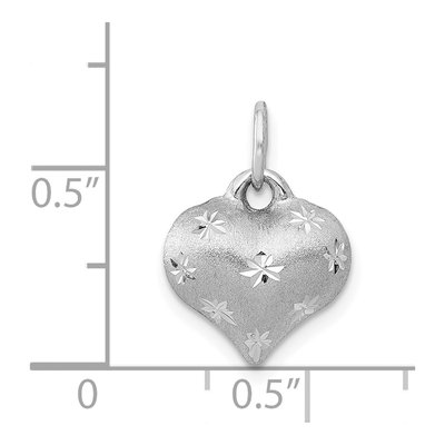 14K White Gold Puffed Heart Pendant – view 5