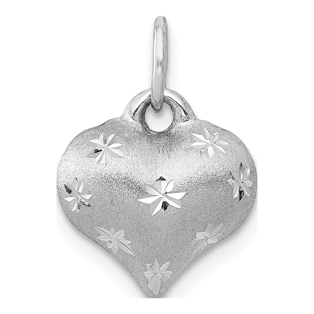 14K White Gold Puffed Heart Pendant