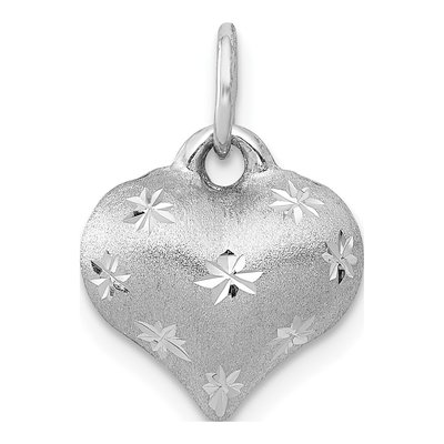 14K White Gold Puffed Heart Pendant