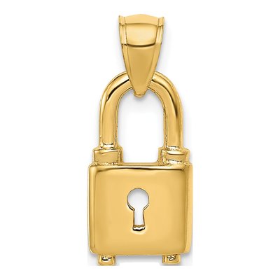 14K Yellow Gold Padlock Charm