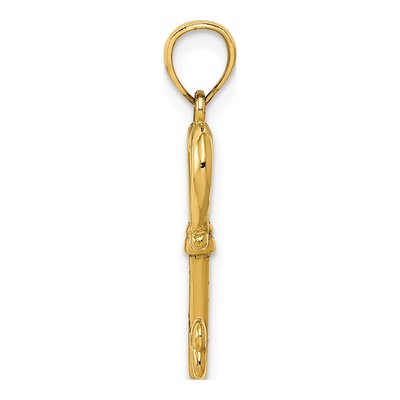 14K Yellow Gold 3D Heart Key Pendant – view 3