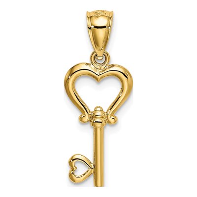 14K Yellow Gold 3D Heart Key Pendant – view 4