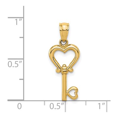 14K Yellow Gold 3D Heart Key Pendant – view 5