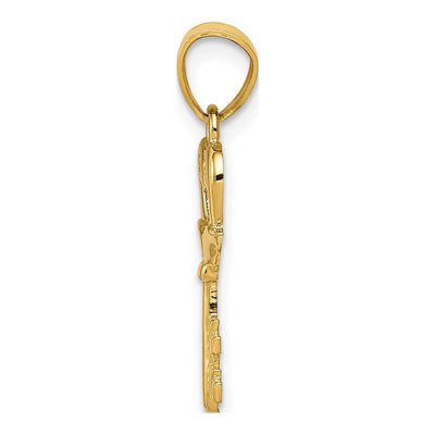14K Yellow Gold Swans Heart Key Pendant – view 3