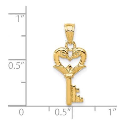 14K Yellow Gold Swans Heart Key Pendant – view 5