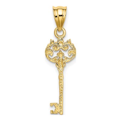 14K Yellow Gold Filigree Key Pendant – view 4