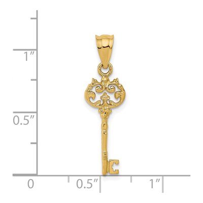 14K Yellow Gold Filigree Key Pendant – view 5