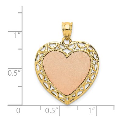 14K Two-Tone Gold Lace Heart Pendant – view 5