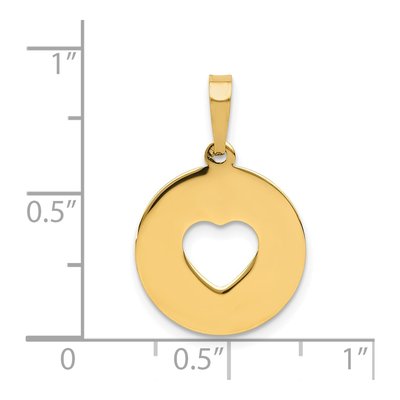 14K Yellow Gold Cut-Out Heart Circle Disc Pendant – view 5