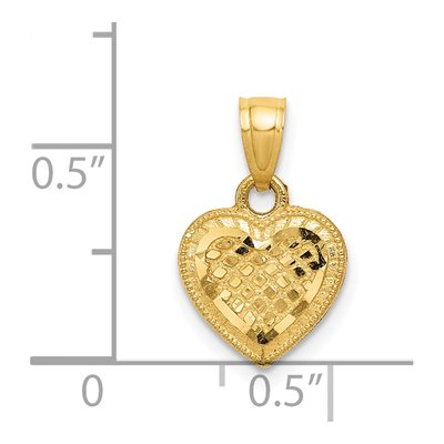 14K Yellow Gold Diamond-Cut Lattice Heart Pendant – view 4