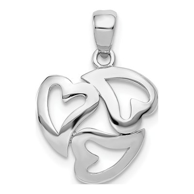 14K White Gold Cut-Out 3-Heart Pendant