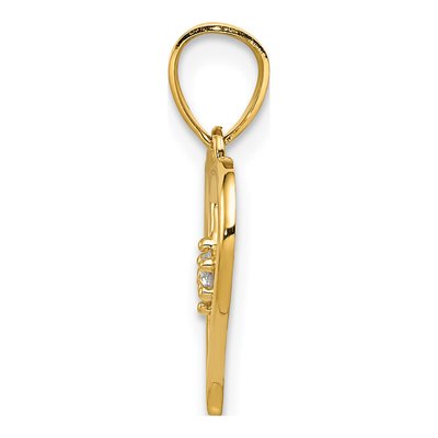 14K Yellow Gold CZ Cut-Out Heart Pendant – view 3