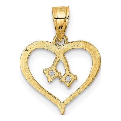14K Yellow Gold CZ Cut-Out Heart Pendant – view 4