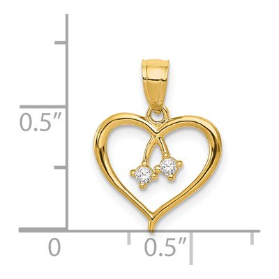 14K Yellow Gold CZ Cut-Out Heart Pendant – view 5