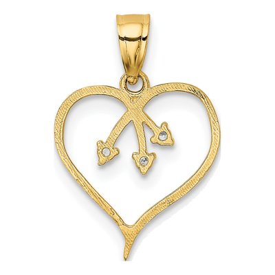 14K Yellow Gold CZ Cut-Out Heart Pendant – view 4