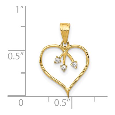 14K Yellow Gold CZ Cut-Out Heart Pendant – view 5