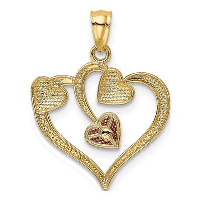 14K Two-Tone Gold Hearts Pendant – view 4