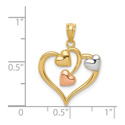 14K Two-Tone Gold Hearts Pendant – view 5